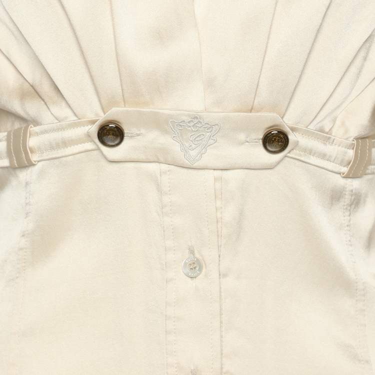 Pre Owned Gucci Cream Silk Long Sleeve Button Front Blouse M