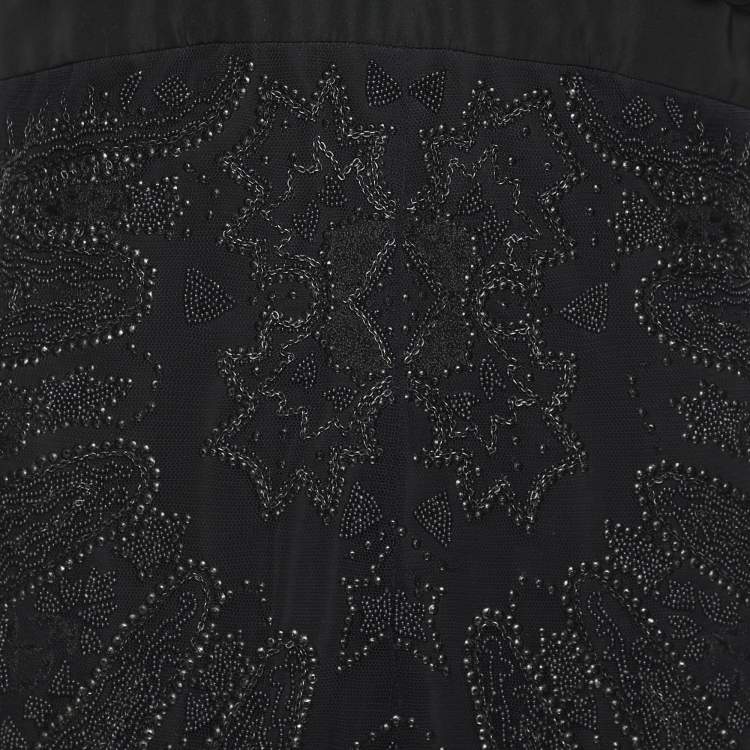 Pre Owned Gucci Black Silk Blend Embellished Halter Neck Midi Dress M