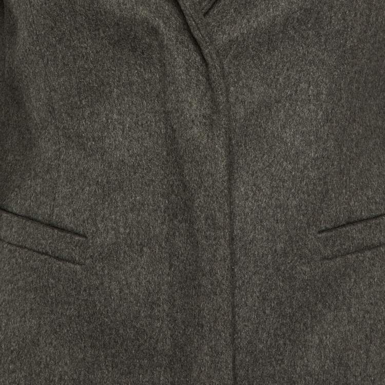 Pre Owned Gucci Grey Wool Mid Length Coat M