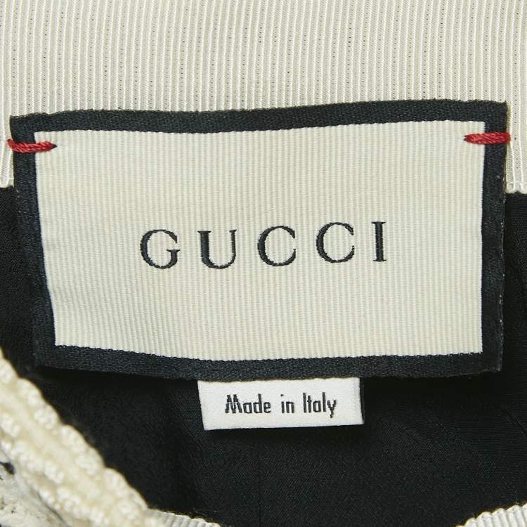 Pre Owned Gucci White/Black GG Interlocking Tweed Mini Skirt M