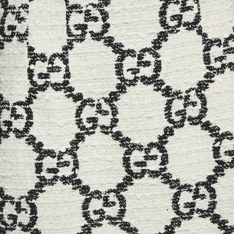 Pre Owned Gucci White/Black GG Interlocking Tweed Mini Skirt M