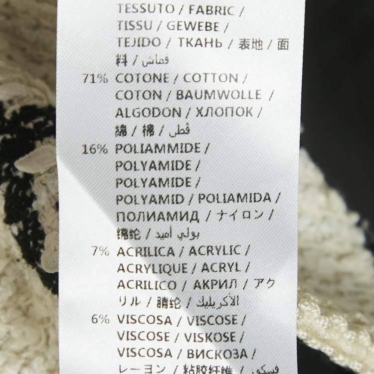 Pre Owned Gucci White/Black GG Interlocking Tweed Mini Skirt M