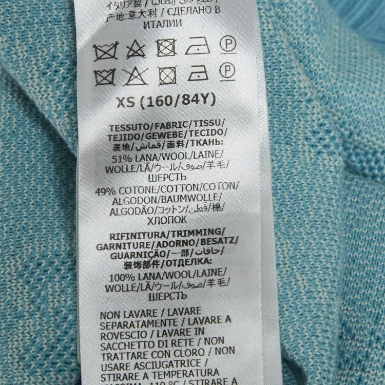 Pre Owned Gucci Blue Monogram Jacquard Cotton and Wool Knit Button Front Cardigan XS