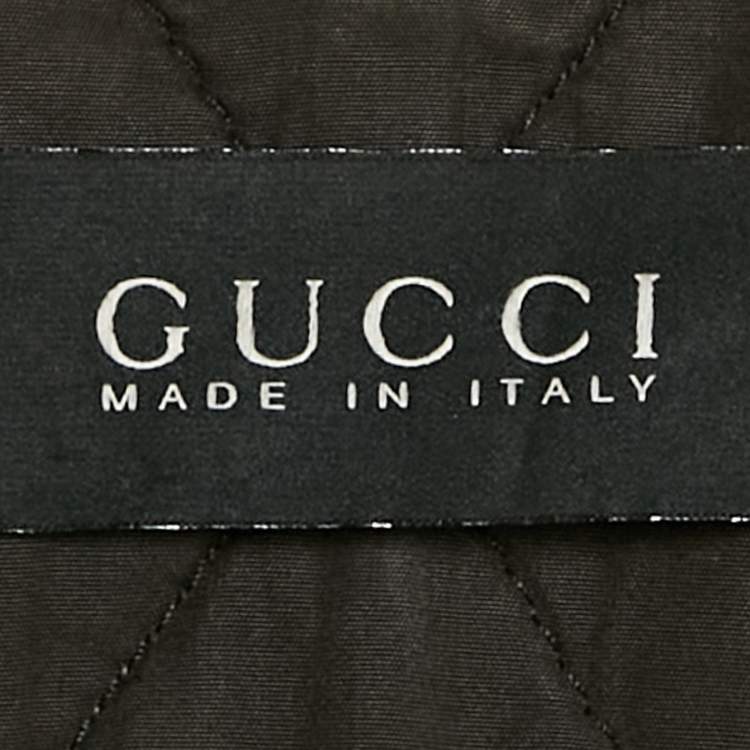 Pre Owned Gucci Brown GG Embossed Leather Quilted Jacket M
