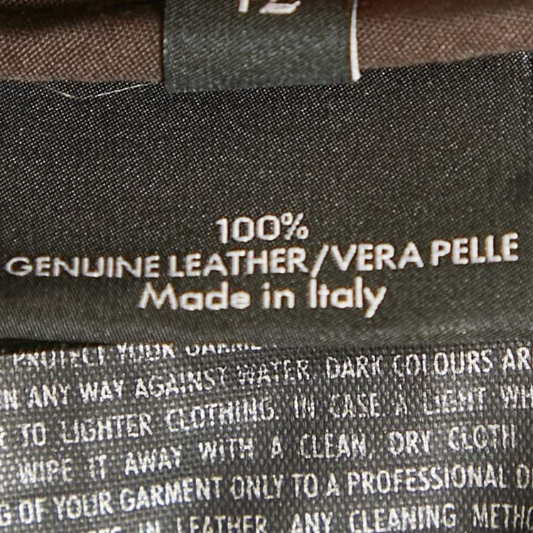 Pre Owned Gucci Brown GG Embossed Leather Quilted Jacket M