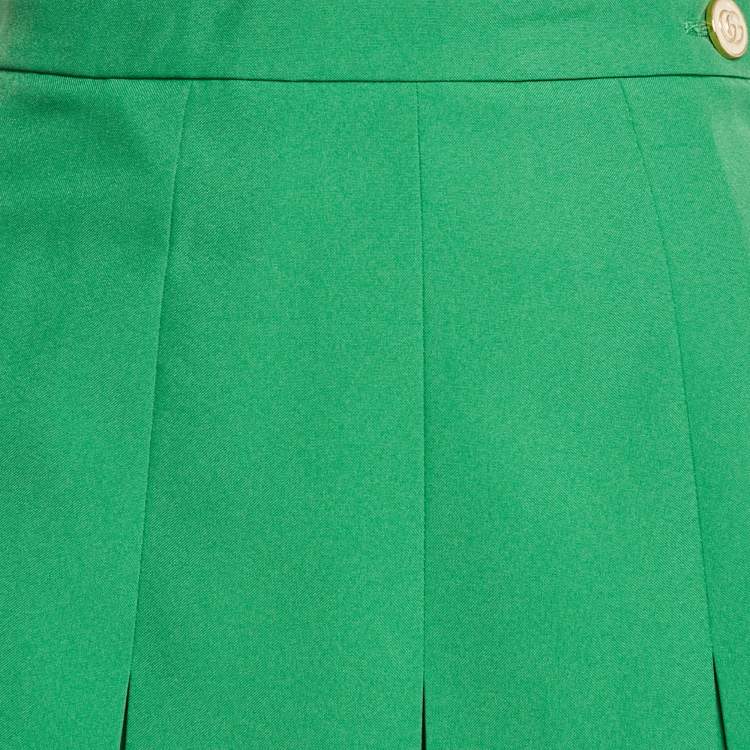 Pre Owned Gucci Green Crepe Pleated Short Skirt M