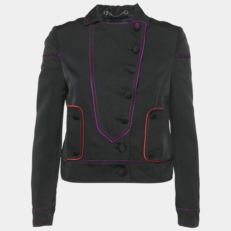 Pre Owned Gucci Black Silk Blend Button Front Blazer M