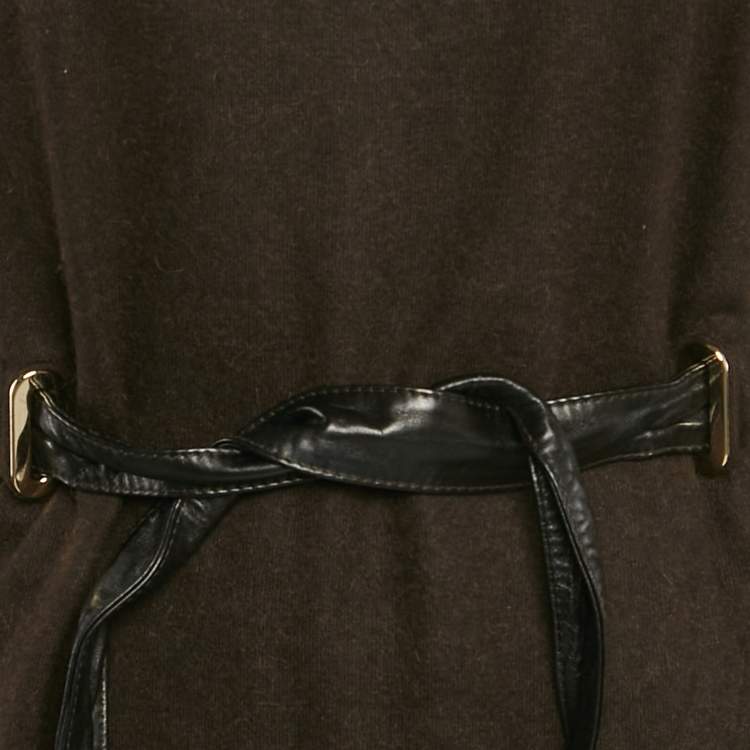 مملوكة مسبقًا Gucci Brown Knit Belt Detail Mini Dress M