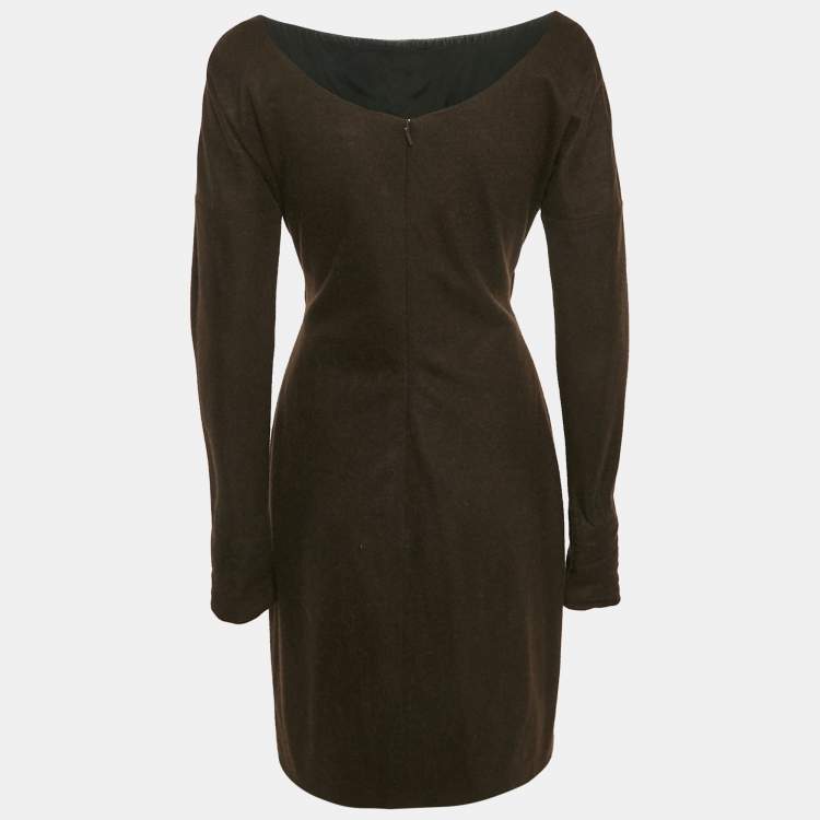 مملوكة مسبقًا Gucci Brown Knit Belt Detail Mini Dress M