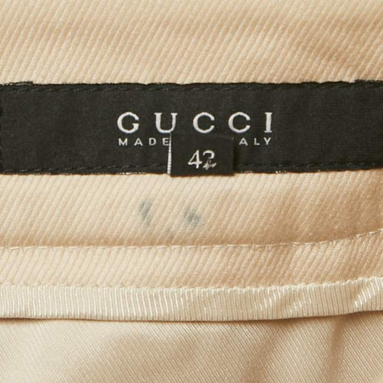 Pre Owned Gucci Beige Cotton Drill Skinny Pants M