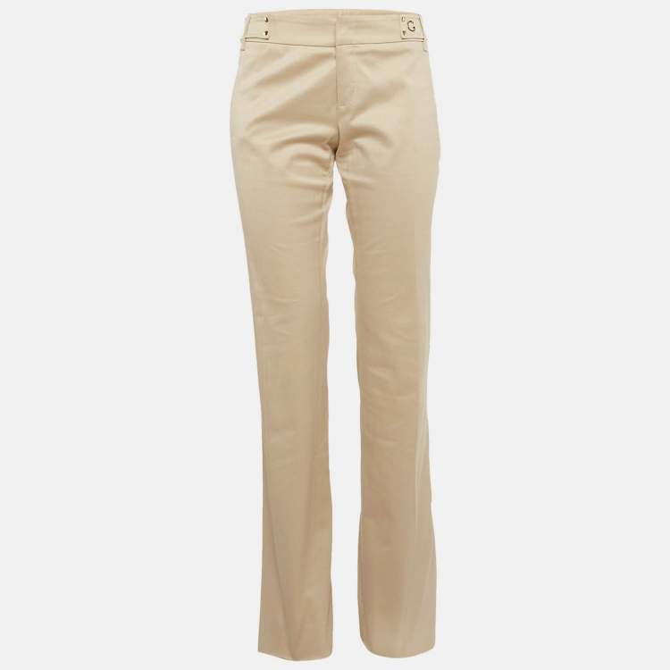 Pre Owned Gucci Beige Cotton Drill Skinny Pants M