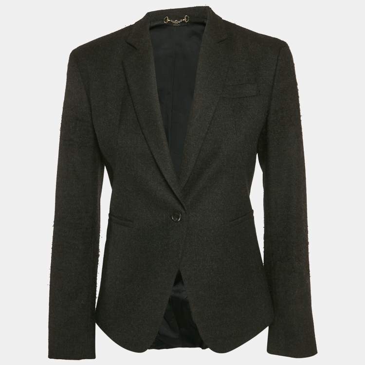 Pre Owned Gucci Dark Grey Wool Single Breasted Blazer M