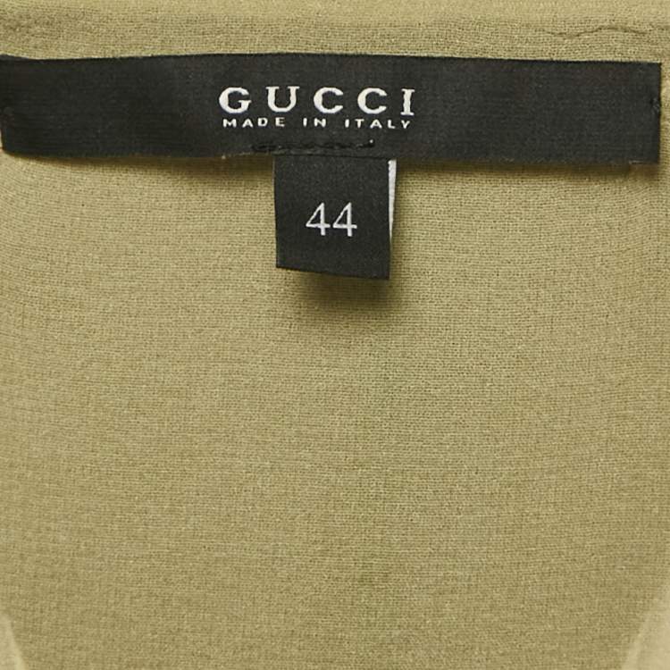 Pre Owned Gucci Green Equestrian Print Silk Mini Wrap Dress M