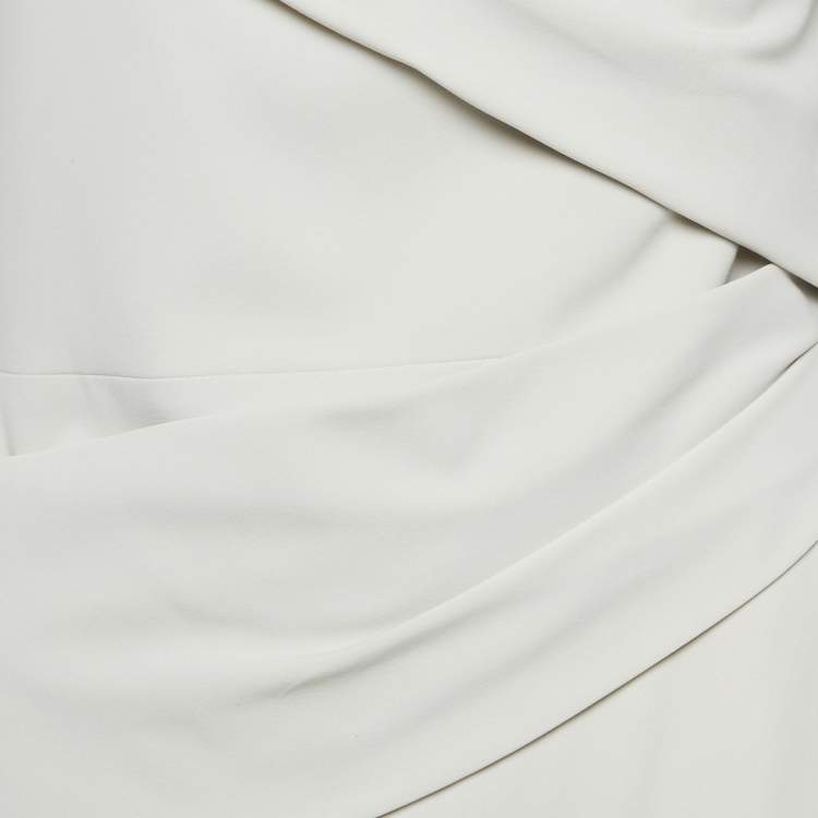 Pre Owned Gucci Beige Stretch Crepe Draped Mini Dress M
