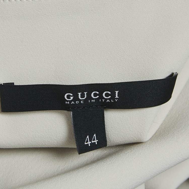 Pre Owned Gucci Beige Stretch Crepe Draped Mini Dress M