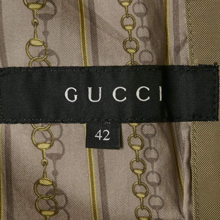 Pre Owned Gucci Brown Cotton Blend Trench Coat M