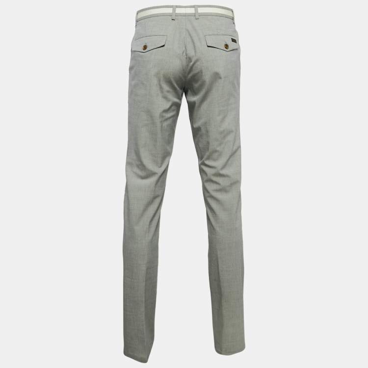 Pre Owned Gucci Grey Cotton Blend Formal Trousers XL