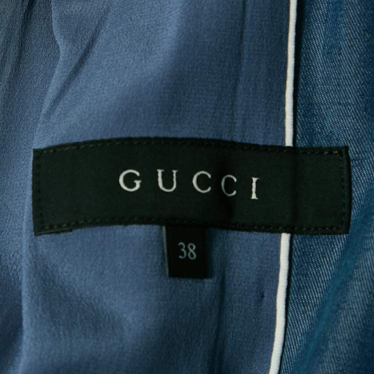 Pre Owned Gucci Blue Crepe Single Breasted Blazer M