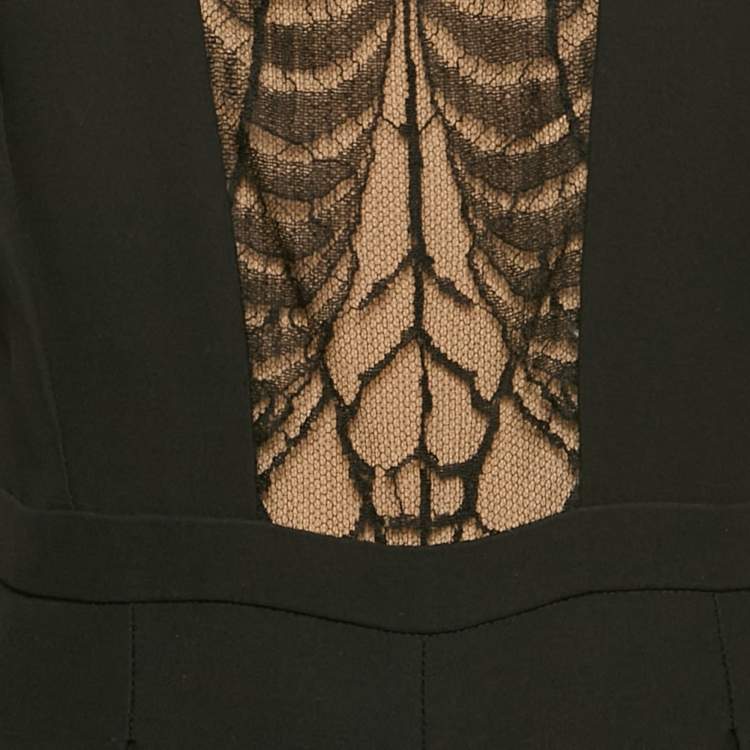 Pre Owned Gucci Black Lace and Crepe Sheer Jumpsuit M