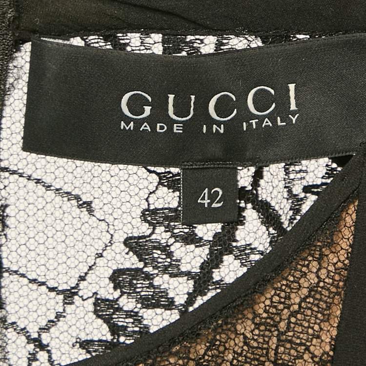 Pre Owned Gucci Black Lace and Crepe Sheer Jumpsuit M