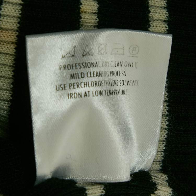 Pre Owned Gucci Black Striped Wool Bodycon Dress M