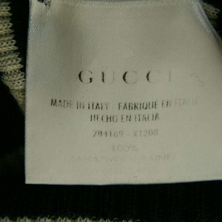 Pre Owned Gucci Black Striped Wool Bodycon Dress M