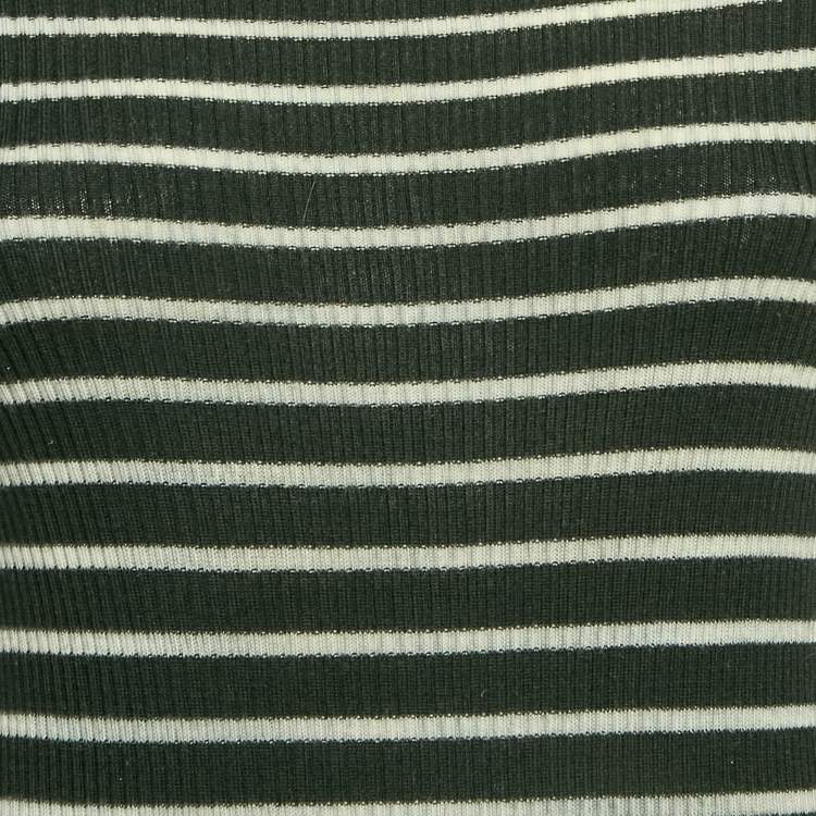 Pre Owned Gucci Black Striped Wool Bodycon Dress M