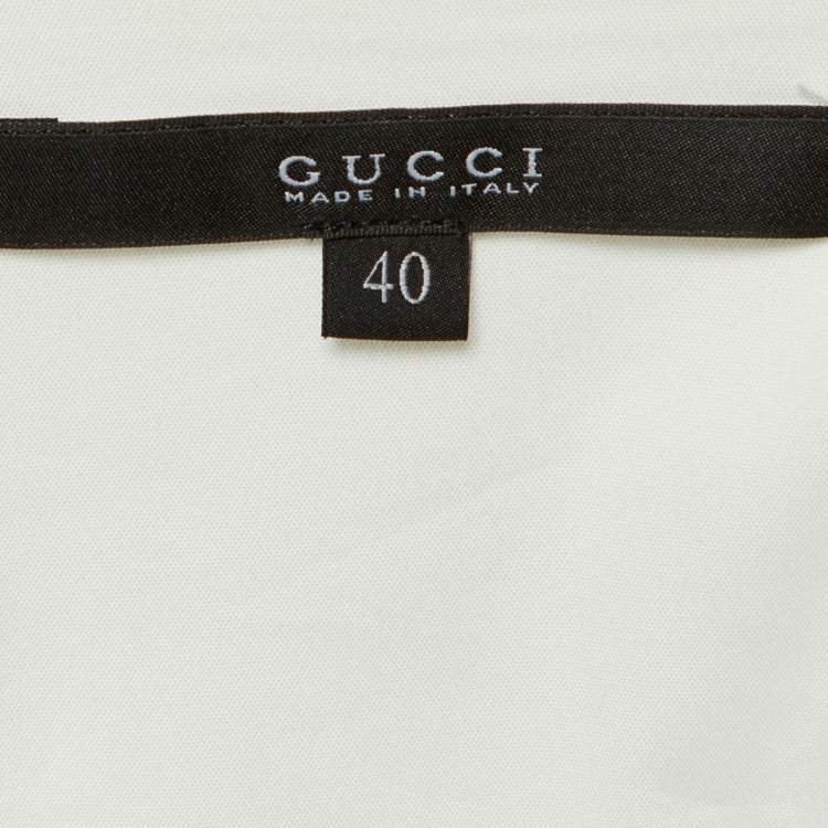 مملوكة مسبقًا Gucci White Cotton Chain Detail V-Neck Top S