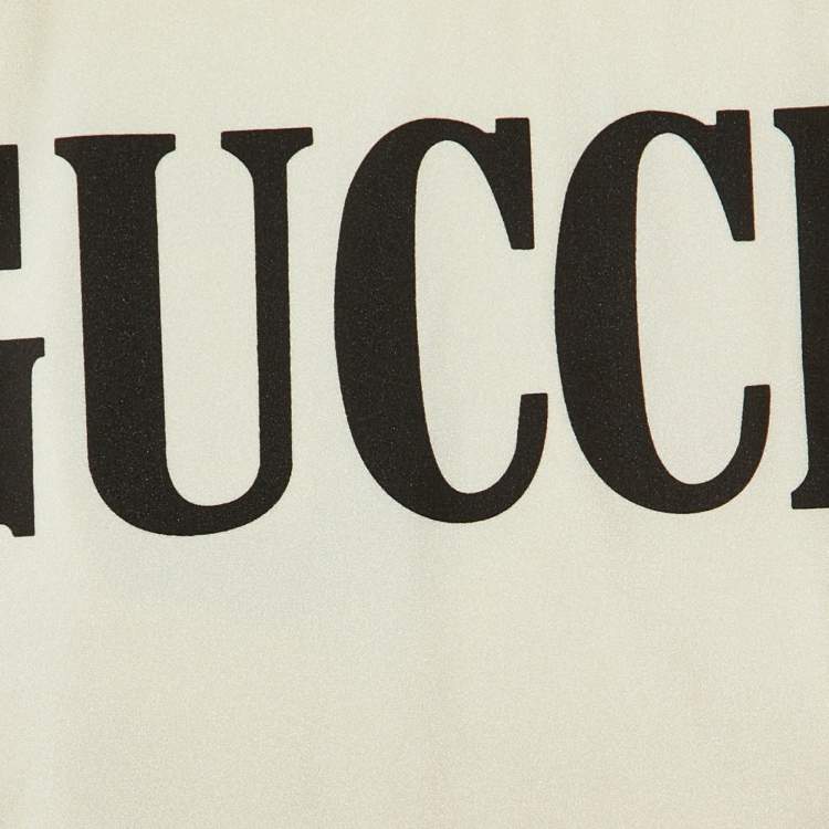 Pre Owned Gucci Off White Logo Print Jersey One-Piece Swimsuit M