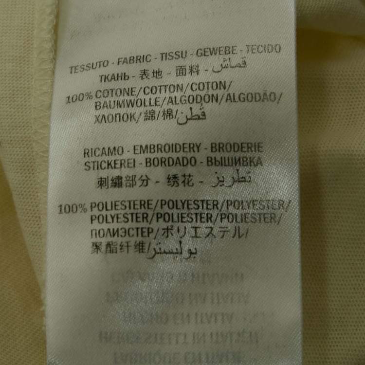 Pre Owned Gucci Light Yellow Logo Embroidered Cotton Oversized T-Shirt XS