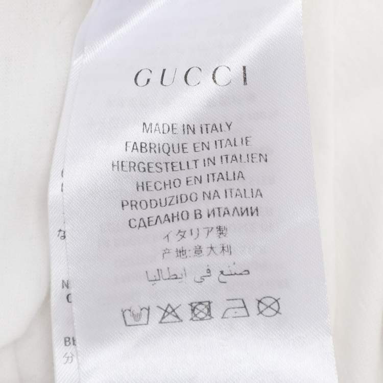 Pre Owned Gucci White Vintage Logo Print Jersey Distressed T-Shirt S