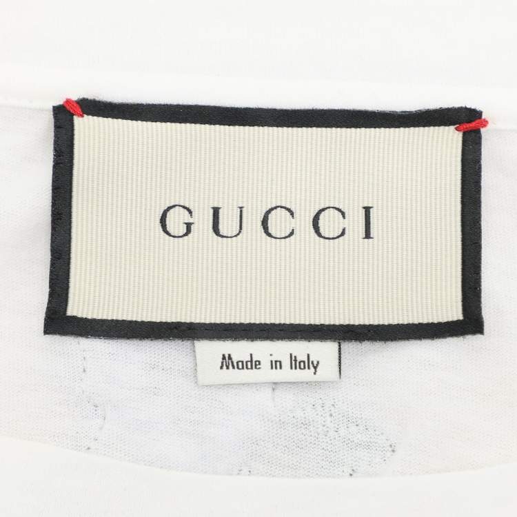 Pre Owned Gucci White Vintage Logo Print Jersey Distressed T-Shirt S