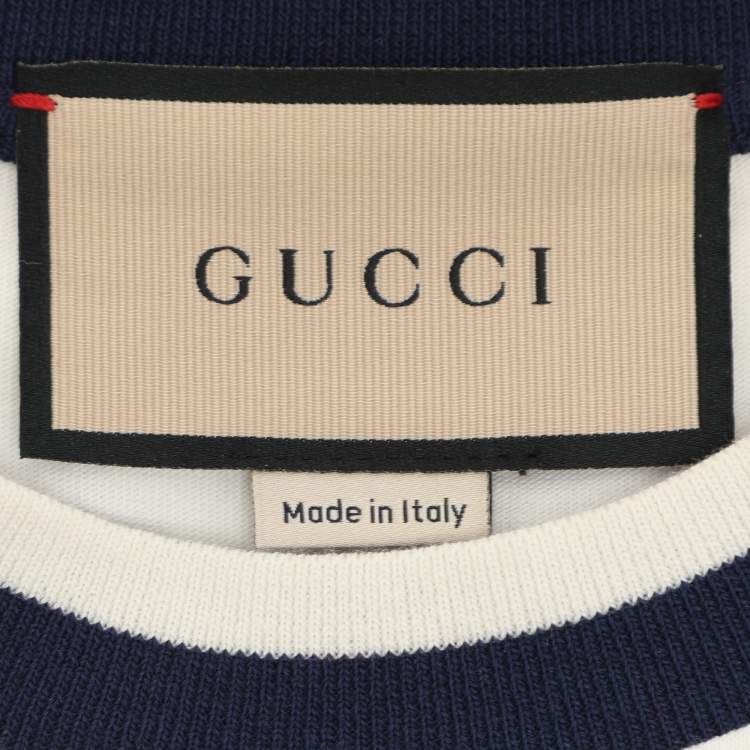 Pre Owned Gucci Cream Cotton Retro T-Shirt M