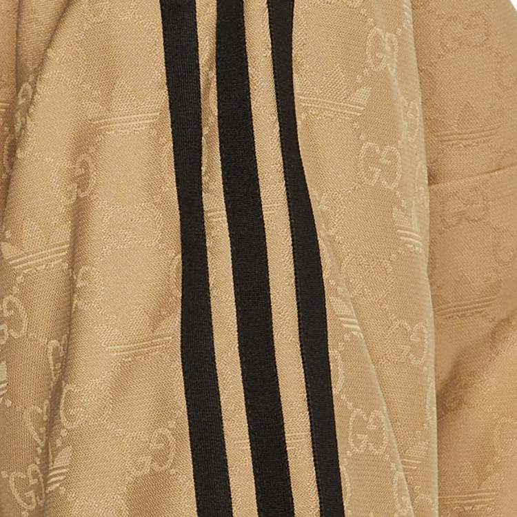 Pre Owned Gucci x Adidas Brown GG and Trefoil Jacquard Button-Up Shirt L