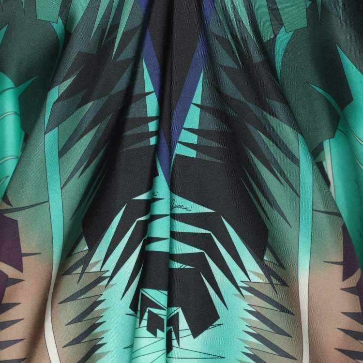 Pre Owned Gucci Multicolor Print Silk V-Neck Poncho Top M