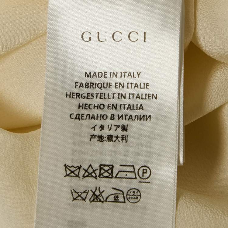 Pre Owned Gucci Off White Silk Ruffle Blouse M