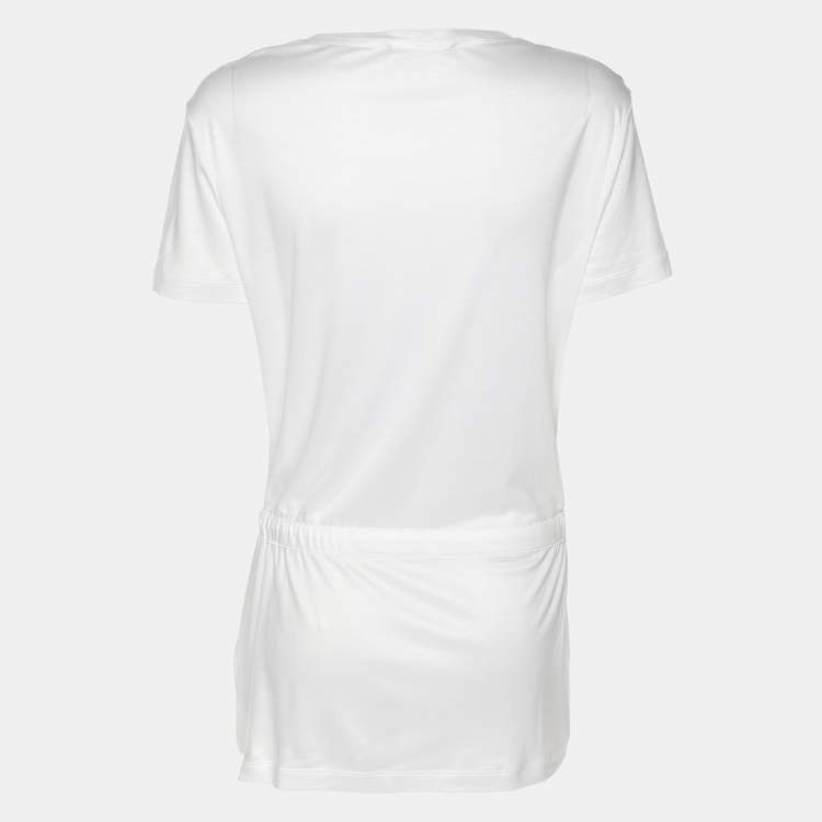 Pre Owned Gucci White Modal Web Belt Top L