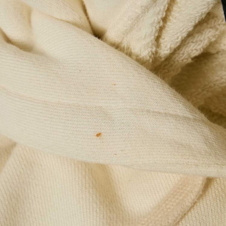 Pre Owned Gucci Off White Glitter Logo Print Cotton Hoodie XS