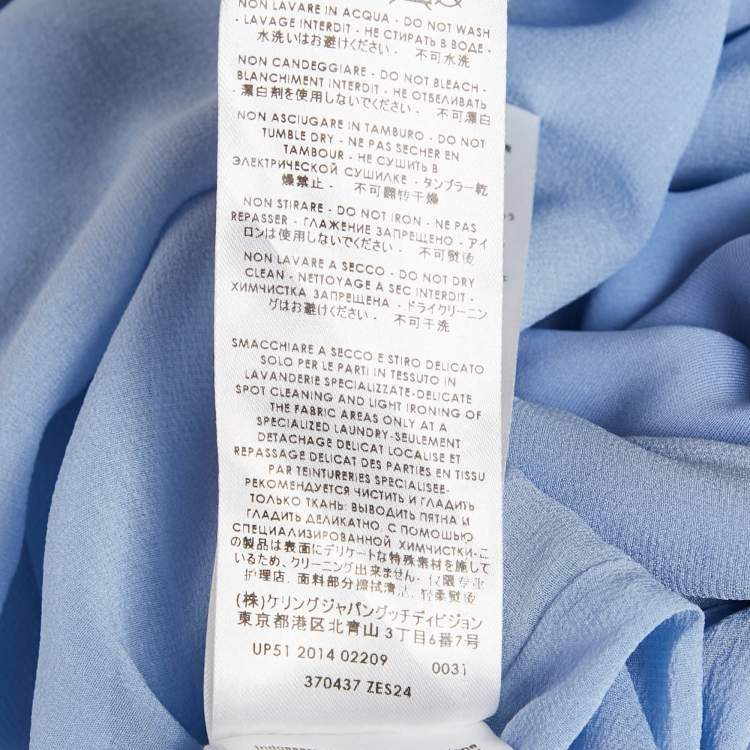 Pre Owned Gucci Blue Silk Stud Detail Long Dress M