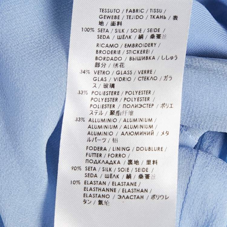 Pre Owned Gucci Blue Silk Stud Detail Long Dress M