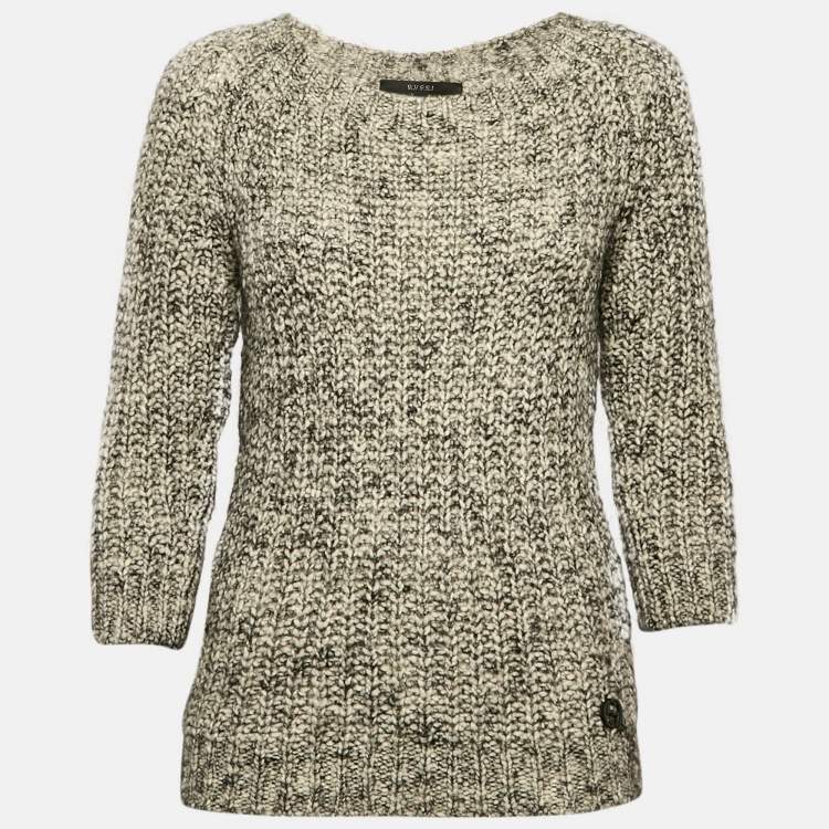 Pre Owned Gucci Grey Wool Blend Round Neck Sweater S