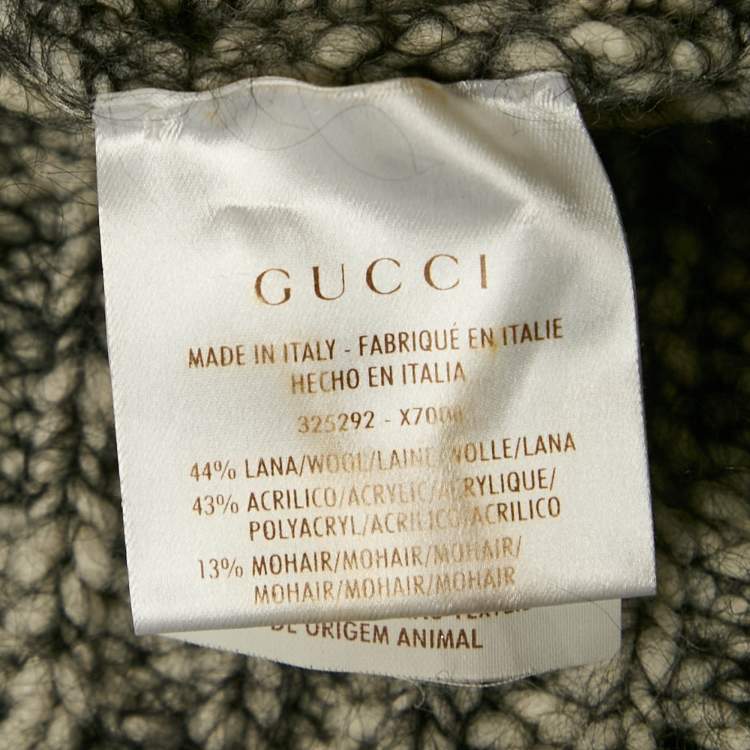 Pre Owned Gucci Grey Wool Blend Round Neck Sweater S