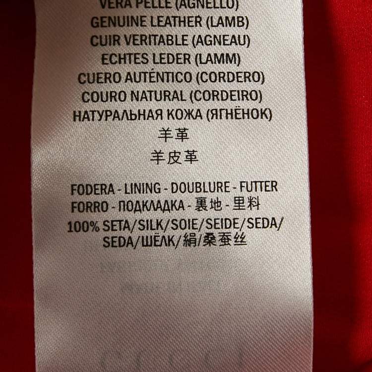 Pre Owned  Gucci Red/Blue Coated Leather Plisse Midi Skirt M