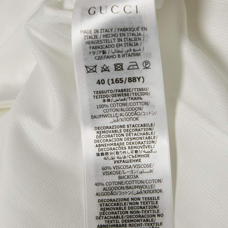 Pre Owned Gucci White Cotton Bow Tie Detail Button Front Tuxedo Shirt S