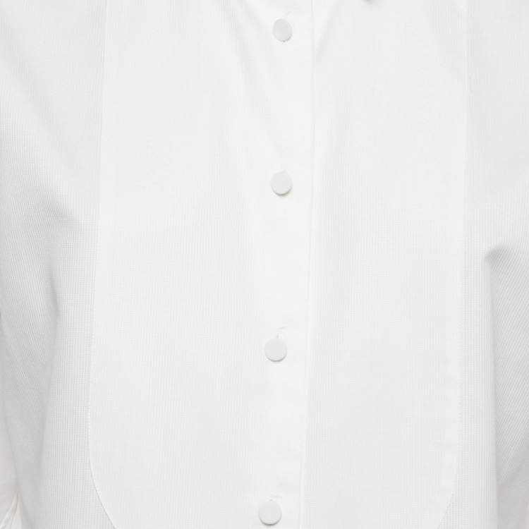 Pre Owned Gucci White Cotton Bow Tie Detail Button Front Tuxedo Shirt S