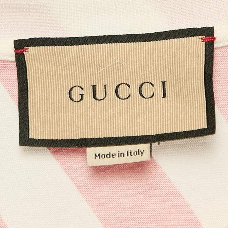 Pre Owned Gucci Red/White Striped Jersey T-Shirt L
