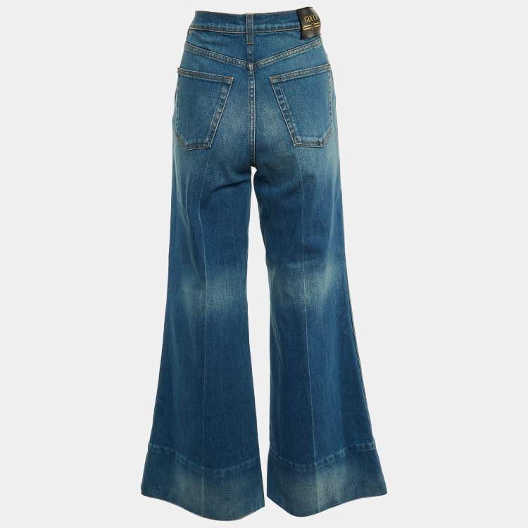 Pre Owned Gucci Navy Blue Denim Flared Leg Jeans M ( Waist 29")