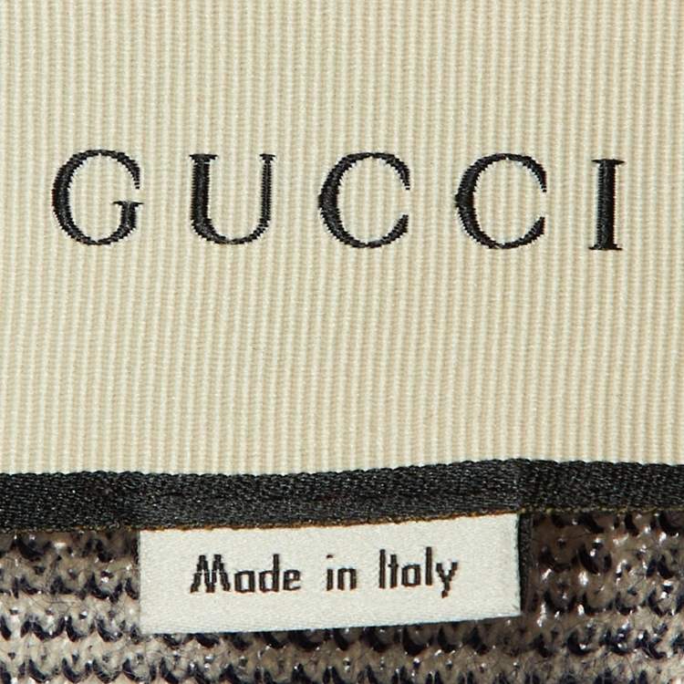 Pre Owned Gucci Navy Blue GG Jacquard Wool & Alpaca Button Front Cardigan L