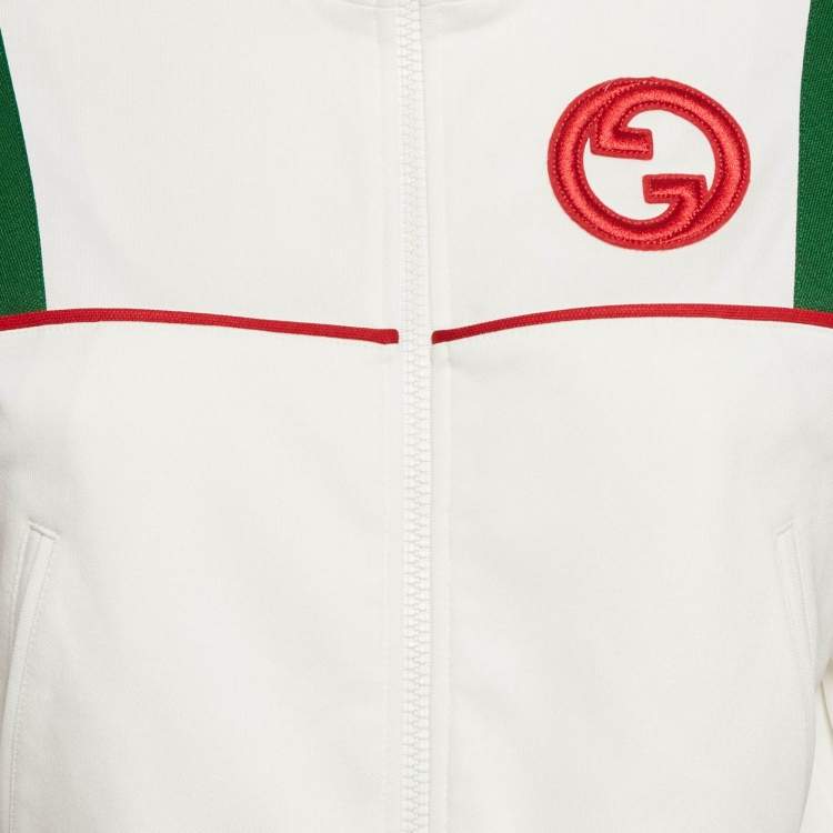 Pre Owned Gucci White Web Trim Jersey Track Jacket S