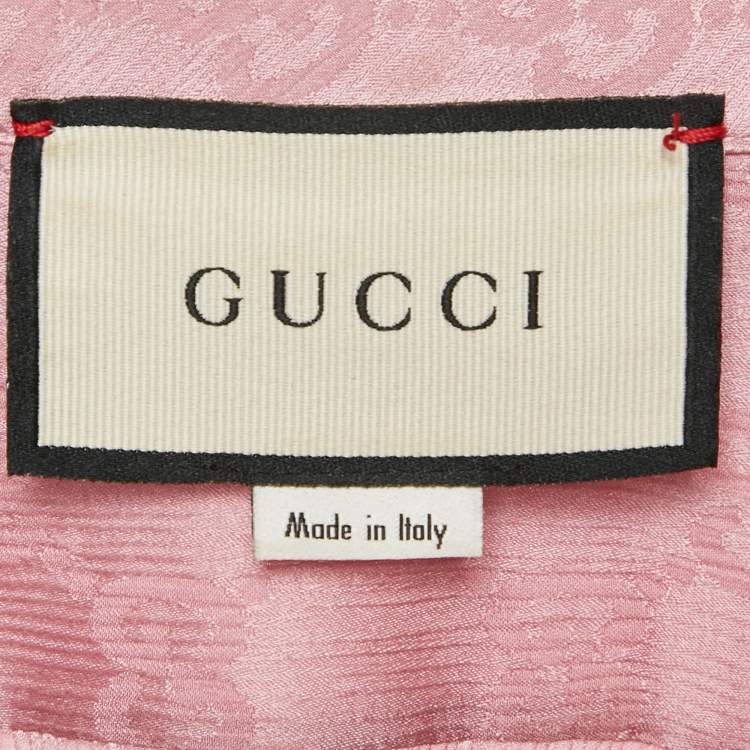 مملوكة مسبقًا Gucci Pink GG Crinkled Silk Button Front Shirt M